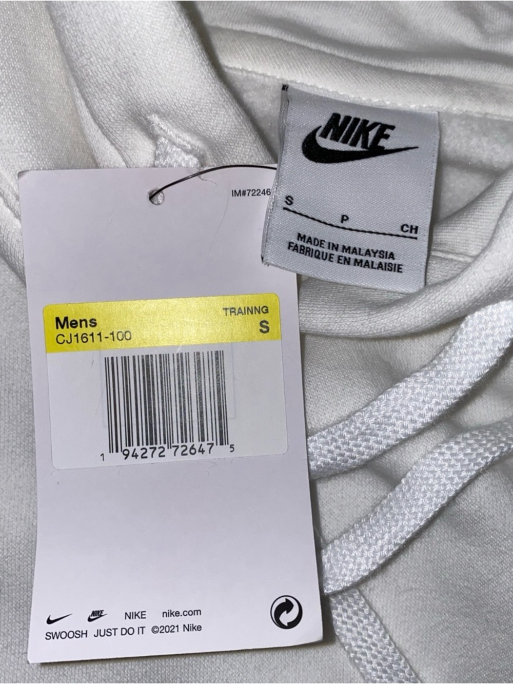 Nike White Sportswear Club Hoodie Graphic Back & Sleeves Space Team NWT Men's S - Picture 6 of 10